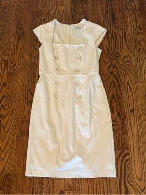 Cream Cap-Sleeve Sheath Dress